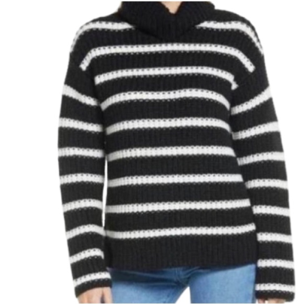 Caslon Black Ivory Stripe Cozy Tunic- Size Small- NWT